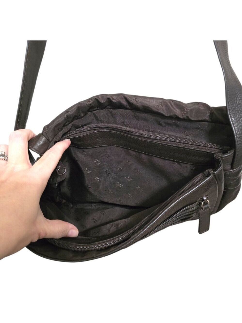 Kenneth Cole Black Genuine Leather Saddlebag Crossbody Purse - Picture 10 of 15